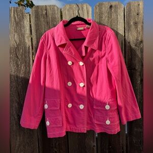 Vintage Pink Double-Breasted Trench Coat with  Pockets 100% Cotton